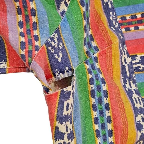 Vintage 60s Loungewear Muumuu Dress Womens XL Multi Southwestern Aztec Kaftan - Picture 11 of 12